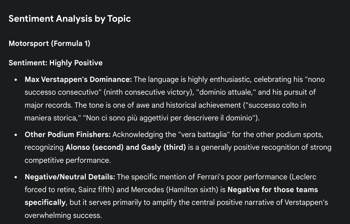 Sentiment Analysis Summary